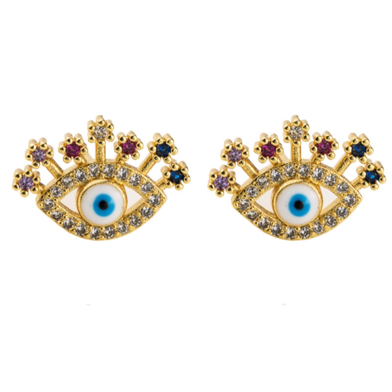 Boucles d\'oreilles Eye de Zircon EUROPIÈRES EUROPÉENNES ET AMÉRICAINES Personnalité Femme Tendance de la personnalité Retro Net Red Rue Boucles d\'oreilles