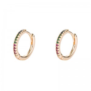 Personnalité européenne et américaine Fashion vent froid légèrement incrusté couleur zircon laiton plaqué oreille boucle boucles boucles boucles d\'oreilles hip hop