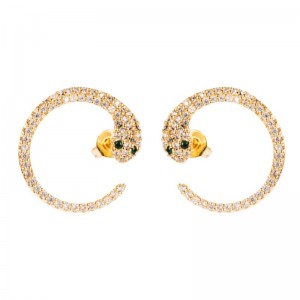 SER lesnouvelles boucles d\'oreilles denouveaux produits transfrontaliers européennes et américaines de la personnalité exagérée boucles d\'oreilles en forme de serpent micro-incrusté boucles d\'oreilles de serpent en forme de hip-hop hip-hop