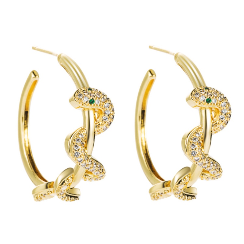 Mode européenne et américaine créative de boucles d\'oreilles en forme de serpent en forme de serpent en forme de serpent féminin de boucles d\'oreilles éoliennes à froid micro-incrusté or